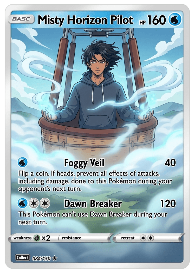 Misty Horizon Pilot - Rare trading card, Colorless type, 160 HP